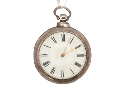 Lot 249 - A Victorian silver pair-cased fusee verge pocket watch.