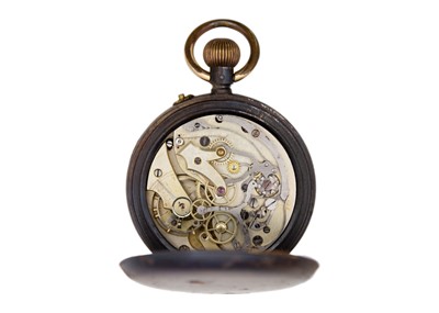 Lot 247 - A Swiss chronograph gunmetal cased keyless wind pocket watch.