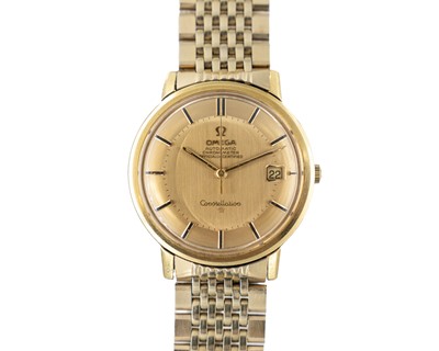 Lot 223 - OMEGA - A Constellation 18k yellow gold pie-pan dial gentleman's automatic chronometer wristwatch.