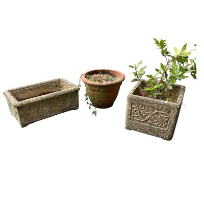 Lot 43 - Two reconstituted stone Planters, 54x30x20cm...