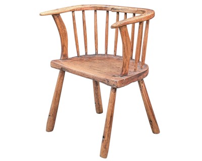 Lot 851 - A primitive ash and elm stick back Windsor chair.