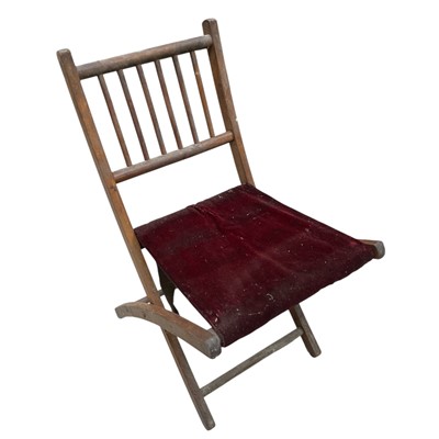 Lot 117 - A Vintage wooden folding chair with a Velvet...