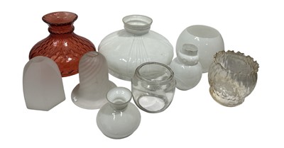Lot 120 - Nineteen glass oil lamp shades.