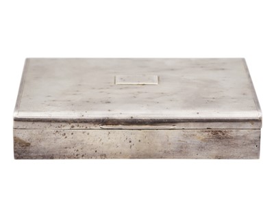 Lot 176 - A silver engine turned cigarette box by Harman Brothers.