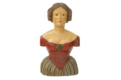 Lot 241 - A carved and painted pear wood ship's figurehead.