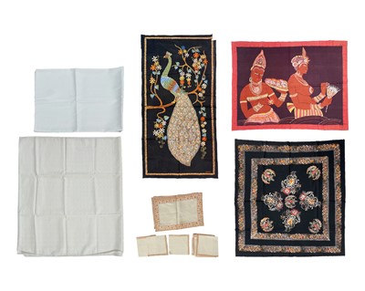 Lot 640 - A Chinese embroidered silk table runner.