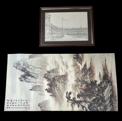 Lot 122 - A Chinese hanging scroll print.