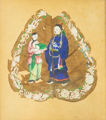 Lot 659 - A Chinese leaf painting..