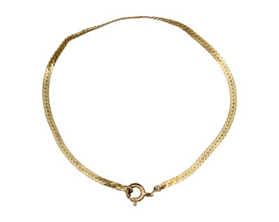 Lot 27 - A 9k gold herringbone link 6 1/2" bracelet.