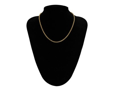 Lot 19 - A 9k gold cable link 16" neck chain.