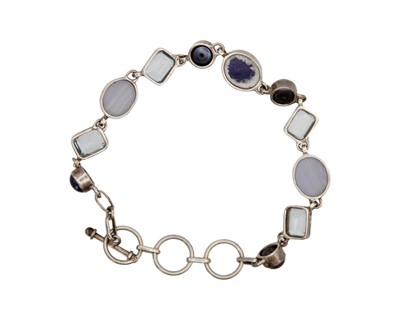 Lot 4 - A silver bracelet with gemstones. COMBINED WITH LOT NO 1, TJ05