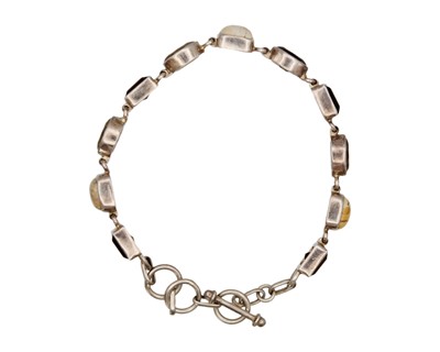 Lot 5 - A silver bracelet with gemstones. COMBINED WITH LOT NO 1 TJO5