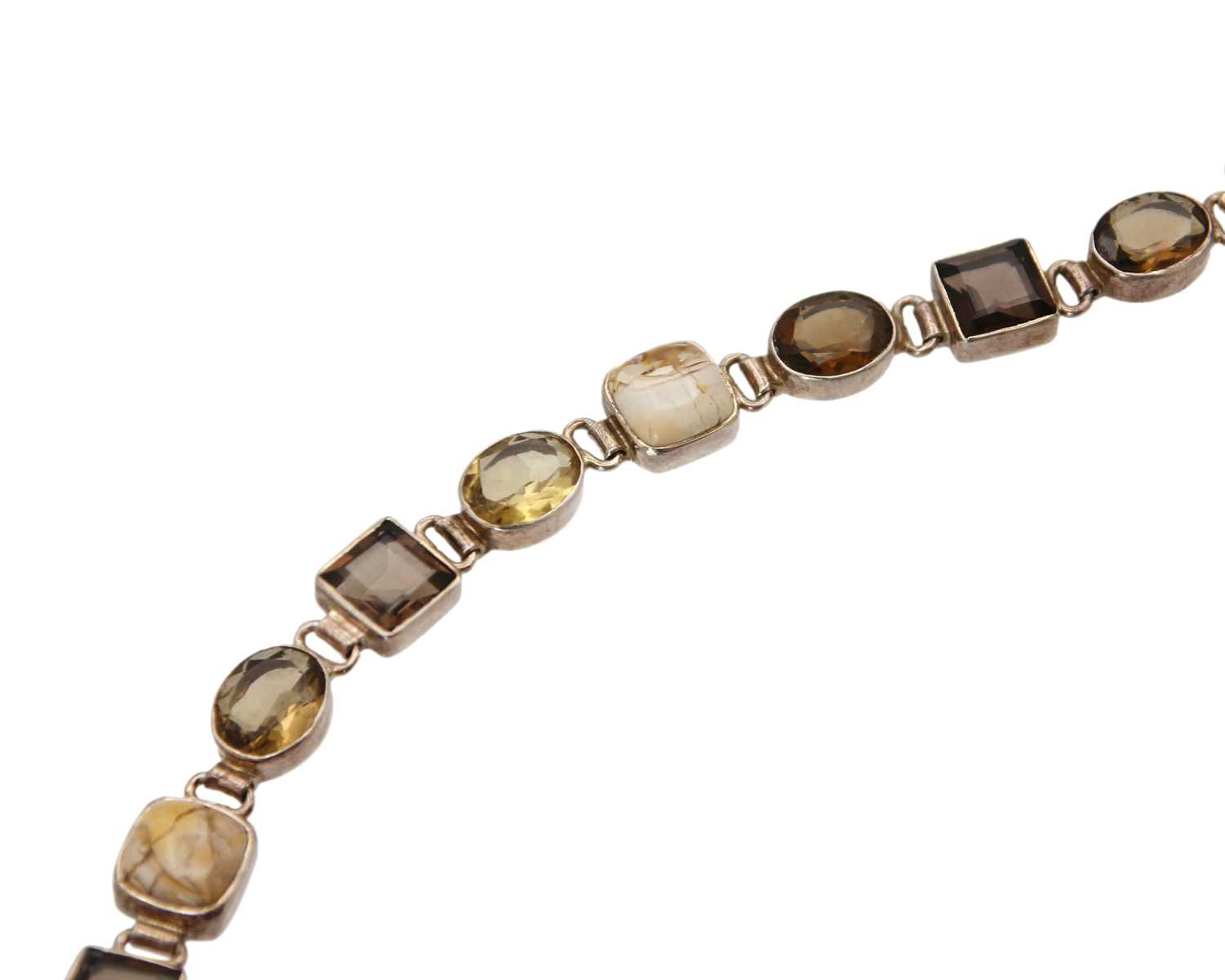 Lot 5 - A silver bracelet with gemstones. COMBINED WITH LOT NO 1 TJO5
