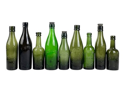 Lot 441 - Local interest green glass bottles.