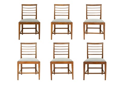 Lot 845 - A set of six elm dining chairs.