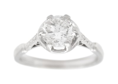 Lot 183 - A diamond solitaire ring, set in platinum.