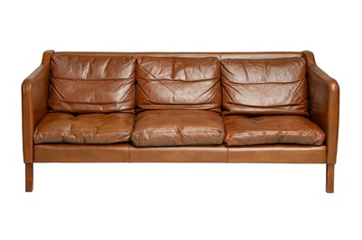 Lot 892 - Mogens Hansen three seater leather sofa.