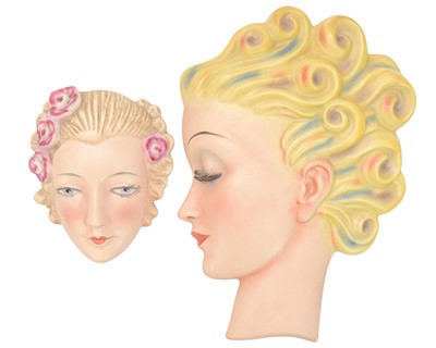 Lot 695 - Two Goebel pottery wall masks.
