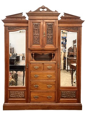 Lot 886 - An Edwardian walnut wardrobe.