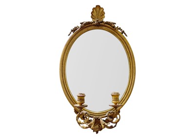 Lot 824 - An ornate Edwardian gilt gesso oval girandole wall mirror