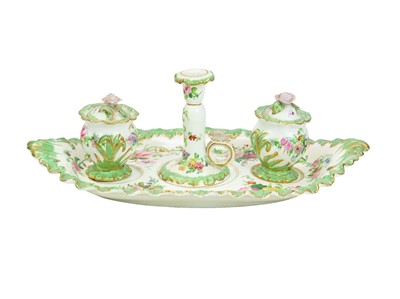 Lot 568 - An English porcelain desk stand.
