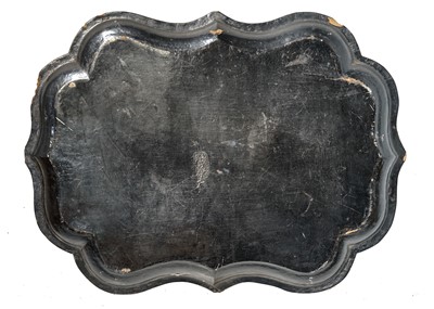 Lot 7 - A Victorian black lacquered papier mache tray.