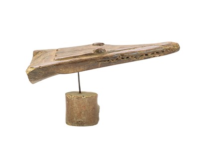 Lot 43 - A carved hardwood crocodile canoe prow.
