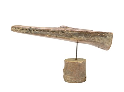 Lot 43 - A carved hardwood crocodile canoe prow.