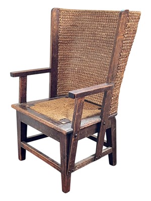 Lot 924 - A Scottish Orkney early 20th century oak & seagrass child's chair.