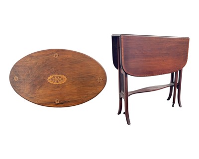 Lot 928 - An Edwardian mahogany and satinwood crossbanded Sutherland table.