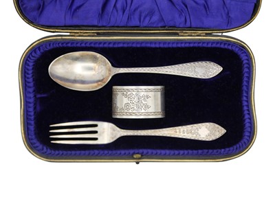 Lot 219 - A cased Edwardian silver Christening set by Wakely & Wheeler.