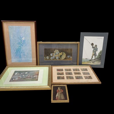 Lot 62 - A still life watercolour 36x24cm, including...