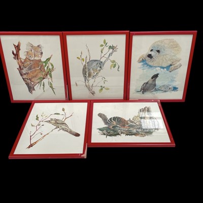 Lot 59 - Five animal prints, 30x23cm, including the...