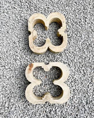 Lot 784 - Two carved stone windows of quatrefoil design.