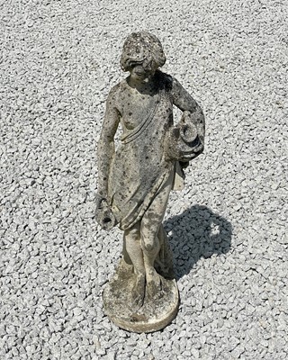 Lot 769 - A reconstituted stone statue of a maiden carrying water jars.