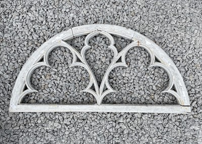Lot 783 - A Victorian carved and painted wood window frame of Gothic design.