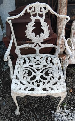 Lot 153 - A Victorian style white painted cast metal...