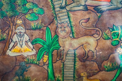Lot 511 - A large painted, gilt, and gem set panel.