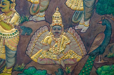 Lot 511 - A large painted, gilt, and gem set panel.