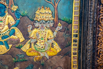 Lot 511 - A large painted, gilt, and gem set panel.