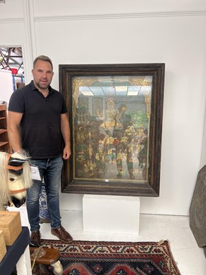 Lot 511 - A large painted, gilt, and gem set panel.