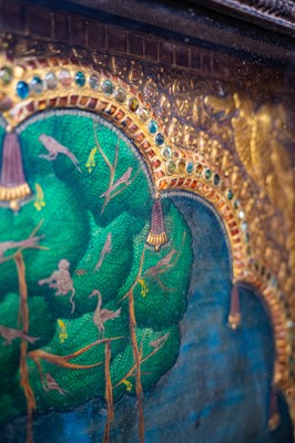 Lot 511 - A large painted, gilt, and gem set panel.