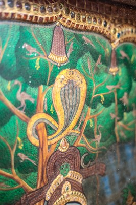 Lot 511 - A large painted, gilt, and gem set panel.