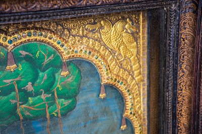 Lot 511 - A large painted, gilt, and gem set panel.
