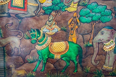 Lot 511 - A large painted, gilt, and gem set panel.