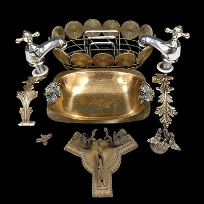 Lot 55 - A mixed lot including taps, two curtain tie...