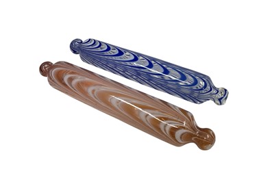 Lot 15 - Two glass rolling pins, possibly Victorian,...