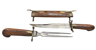 Lot 30 - An Indian carving set, the case and handles...