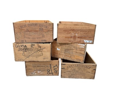 Lot 24 - Six vintage French wine boxes, height 17cm x...