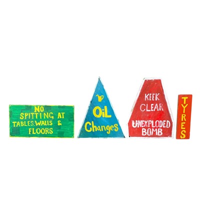 Lot 31 - Four Hand-Painted on Wood Signs. The largest...